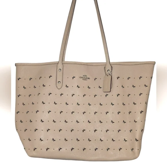 Coach Butterfly Perforated City Tote Bag. Light Tan Colored. - Picture 1 of 12